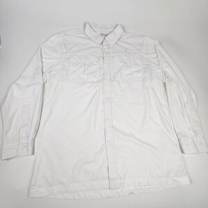 Rustic Ridge Mens Large White Fishing Shirt Long Sleeve Vented Outdoor Hiking